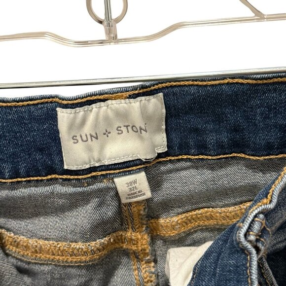 Sun + Stone Mens Distressed Slim-Fit Jeans Medium Wash Blue 32W - Picture 5 of 6